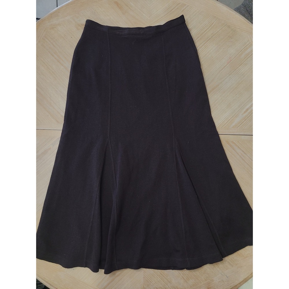 Isabella Bird Wool Midi Skirt Womens 8 Brown Lined A-Line Panelled